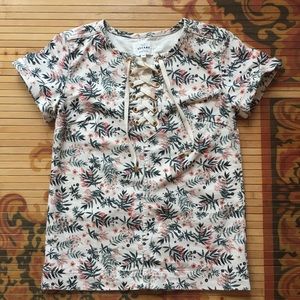 Sézane Floral Print Lace-Up Top XS